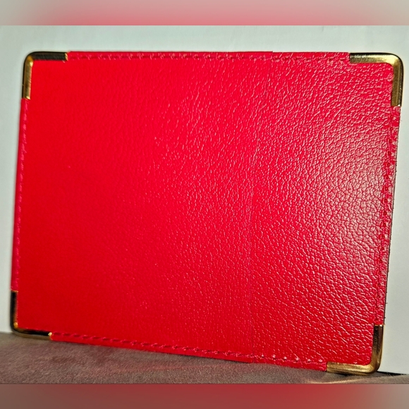Rolex Vintage Calfskin Leather Card Wallet 3 Slot Red Gold Document Receipt ID - Picture 9 of 12